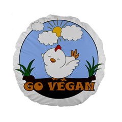 Go Vegan - Cute Chick  Standard 15  Premium Round Cushions by Valentinaart