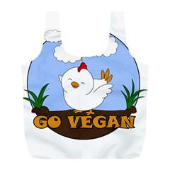 Go Vegan - Cute Chick  Full Print Recycle Bags (l)  by Valentinaart