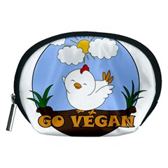 Go Vegan - Cute Chick  Accessory Pouches (medium)  by Valentinaart