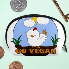 Go Vegan - Cute Chick  Accessory Pouches (large)  by Valentinaart