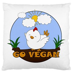 Go Vegan - Cute Chick  Large Flano Cushion Case (two Sides) by Valentinaart