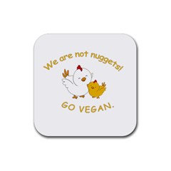 Go Vegan - Cute Chick  Rubber Coaster (square)  by Valentinaart