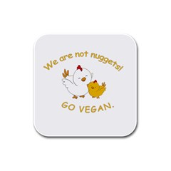 Go Vegan - Cute Chick  Rubber Square Coaster (4 Pack)  by Valentinaart