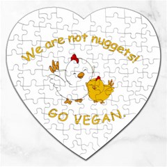 Go Vegan - Cute Chick  Jigsaw Puzzle (heart) by Valentinaart