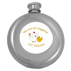 Go Vegan - Cute Chick  Round Hip Flask (5 Oz) by Valentinaart