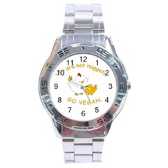 Go Vegan - Cute Chick  Stainless Steel Analogue Watch by Valentinaart