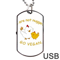 Go Vegan - Cute Chick  Dog Tag Usb Flash (one Side) by Valentinaart