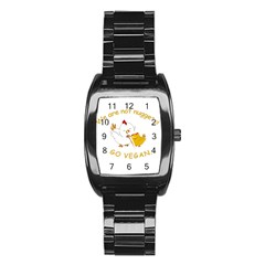 Go Vegan - Cute Chick  Stainless Steel Barrel Watch by Valentinaart