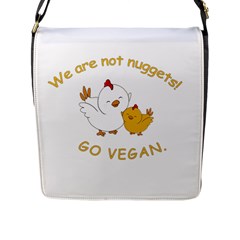 Go Vegan - Cute Chick  Flap Messenger Bag (l)  by Valentinaart