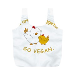 Go Vegan - Cute Chick  Full Print Recycle Bags (m)  by Valentinaart