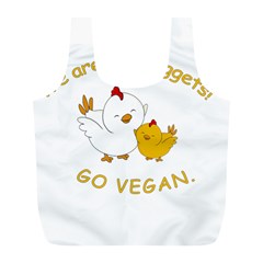 Go Vegan - Cute Chick  Full Print Recycle Bags (l)  by Valentinaart