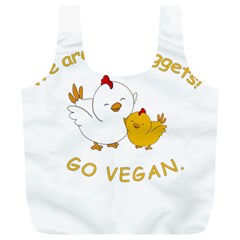 Go Vegan - Cute Chick  Full Print Recycle Bags (l)  by Valentinaart