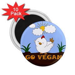 Go Vegan - Cute Chick  2 25  Magnets (10 Pack)  by Valentinaart