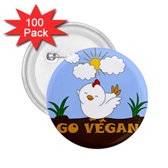 Go Vegan - Cute Chick  2 25  Buttons (100 Pack) 