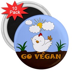 Go Vegan - Cute Chick  3  Magnets (10 Pack)  by Valentinaart