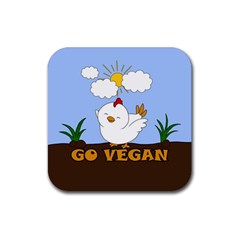 Go Vegan - Cute Chick  Rubber Coaster (square)  by Valentinaart