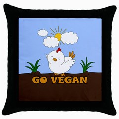 Go Vegan - Cute Chick  Throw Pillow Case (black) by Valentinaart