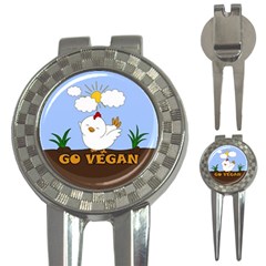 Go Vegan - Cute Chick  3-in-1 Golf Divots by Valentinaart