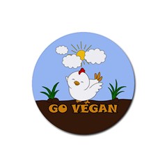 Go Vegan - Cute Chick  Rubber Coaster (round)  by Valentinaart