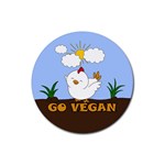 Go Vegan - Cute Chick  Rubber Round Coaster (4 pack)  Front