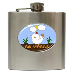 Go Vegan - Cute Chick  Hip Flask (6 Oz) by Valentinaart