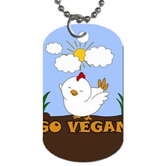 Go Vegan - Cute Chick  Dog Tag (two Sides) by Valentinaart