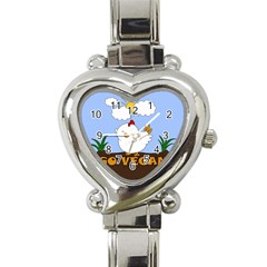 Go Vegan - Cute Chick  Heart Italian Charm Watch by Valentinaart