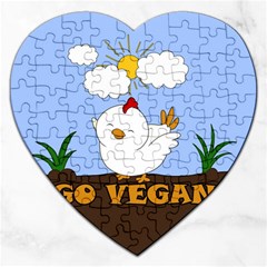 Go Vegan - Cute Chick  Jigsaw Puzzle (heart) by Valentinaart