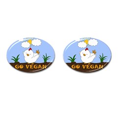 Go Vegan - Cute Chick  Cufflinks (oval) by Valentinaart