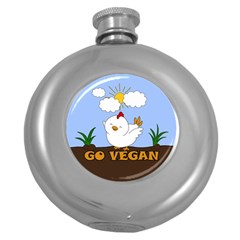 Go Vegan - Cute Chick  Round Hip Flask (5 Oz) by Valentinaart