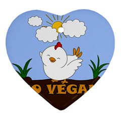 Go Vegan - Cute Chick  Heart Ornament (two Sides) by Valentinaart