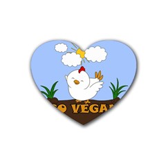 Go Vegan - Cute Chick  Heart Coaster (4 Pack)  by Valentinaart