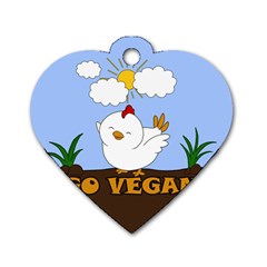 Go Vegan - Cute Chick  Dog Tag Heart (two Sides) by Valentinaart