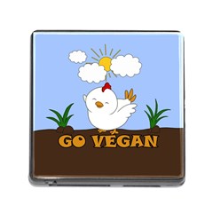 Go Vegan - Cute Chick  Memory Card Reader (square) by Valentinaart