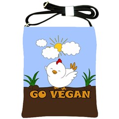 Go Vegan - Cute Chick  Shoulder Sling Bags by Valentinaart