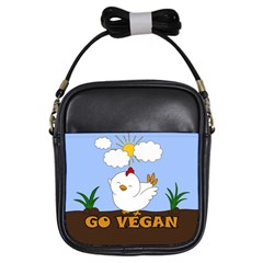 Go Vegan - Cute Chick  Girls Sling Bags by Valentinaart