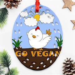 Go Vegan - Cute Chick  Oval Filigree Ornament (two Sides) by Valentinaart