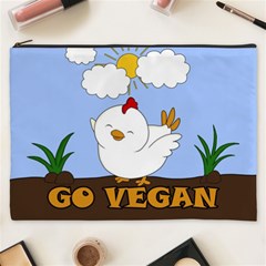 Go Vegan - Cute Chick  Cosmetic Bag (xxxl)  by Valentinaart