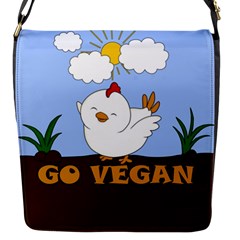 Go Vegan - Cute Chick  Flap Messenger Bag (s) by Valentinaart