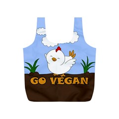 Go Vegan - Cute Chick  Full Print Recycle Bags (s)  by Valentinaart