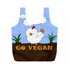 Go Vegan - Cute Chick  Full Print Recycle Bags (m)  by Valentinaart