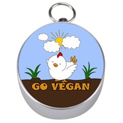 Go Vegan - Cute Chick  Silver Compasses by Valentinaart