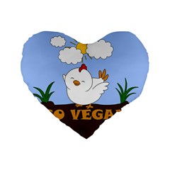 Go Vegan - Cute Chick  Standard 16  Premium Flano Heart Shape Cushions by Valentinaart