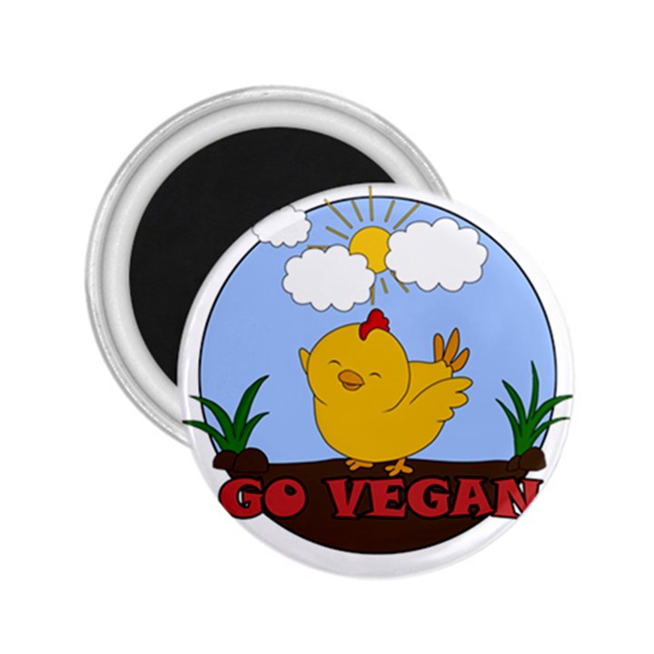 Go Vegan - Cute Chick  2.25  Magnets