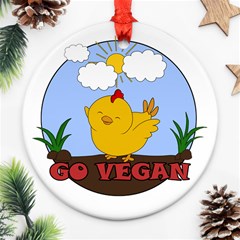 Go Vegan - Cute Chick  Ornament (round) by Valentinaart