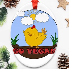 Go Vegan - Cute Chick  Ornament (oval) by Valentinaart