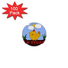 Go Vegan - Cute Chick  1  Mini Buttons (100 Pack)  by Valentinaart