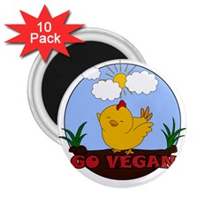 Go Vegan - Cute Chick  2 25  Magnets (10 Pack)  by Valentinaart