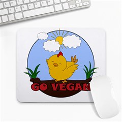 Go Vegan - Cute Chick  Large Mousepads by Valentinaart