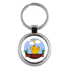 Go Vegan - Cute Chick  Key Chains (round)  by Valentinaart